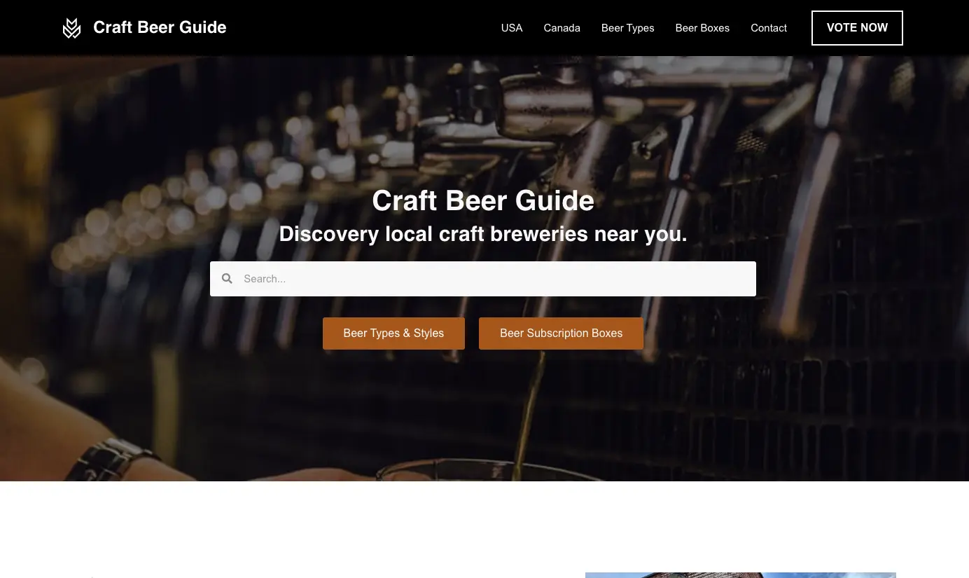 Craft Beer Guide website homepage screenshot