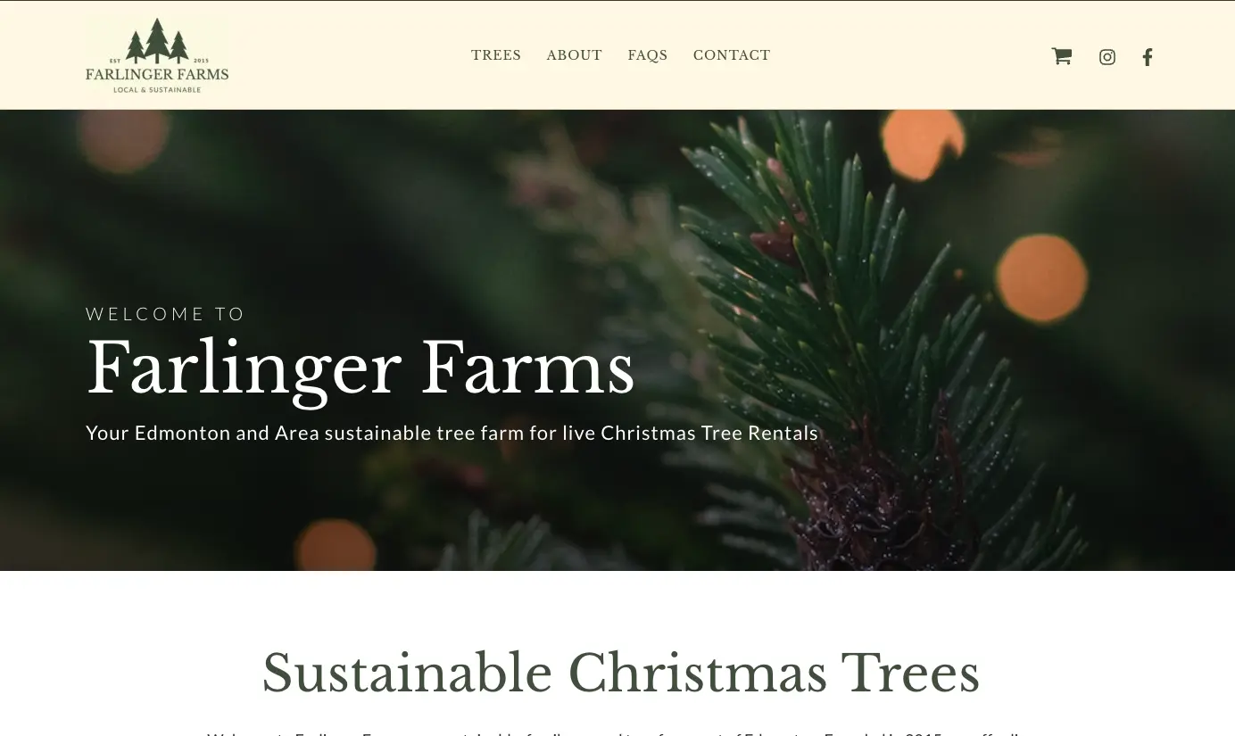 Farlinger Farms website homepage screenshot