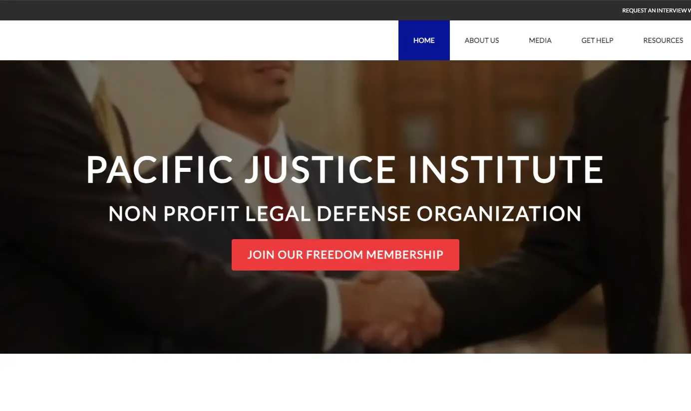 Pacific Justice Institute website homepage screenshot