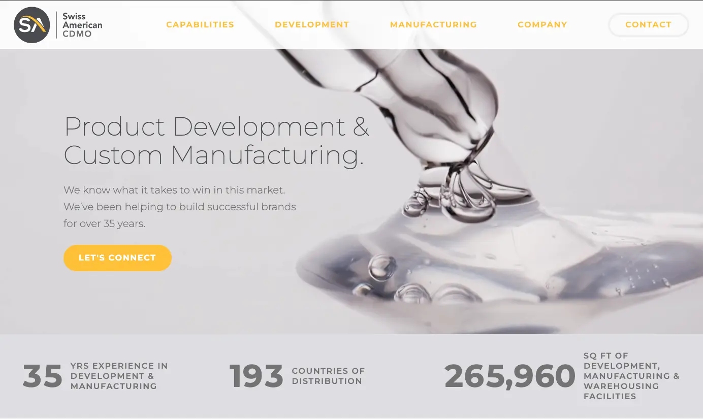 SwissAmericanCDMO website homepage screenshot