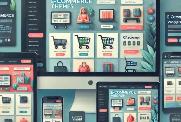 Image of different screens showing ecommerce site