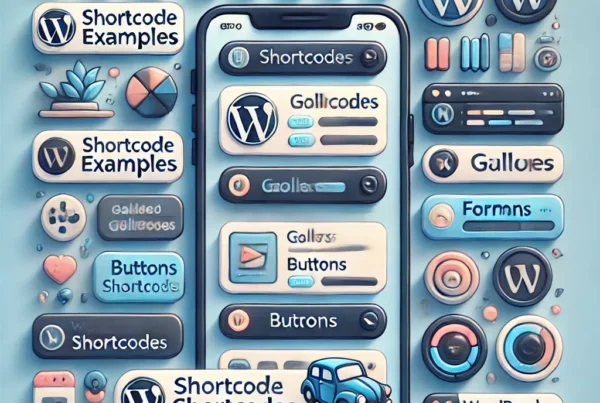 Image showcasing various shortcode examples in action within a WordPress user interface. The image highlights added functionalities such as galleries, buttons, and forms, displayed in a clear and modern layout to emphasize the effects of the shortcodes.